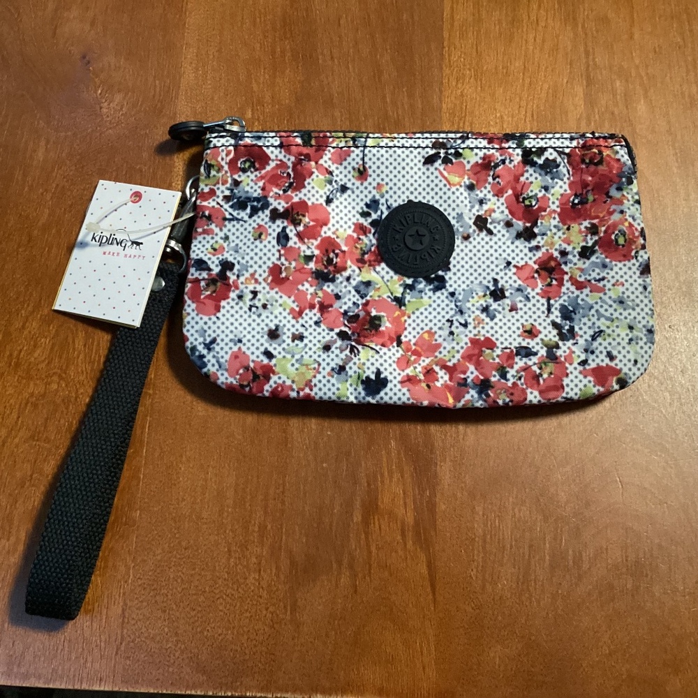 Kipling Make Happy Busy Blossoms Creativity XL AC7376 Wristlet NWT